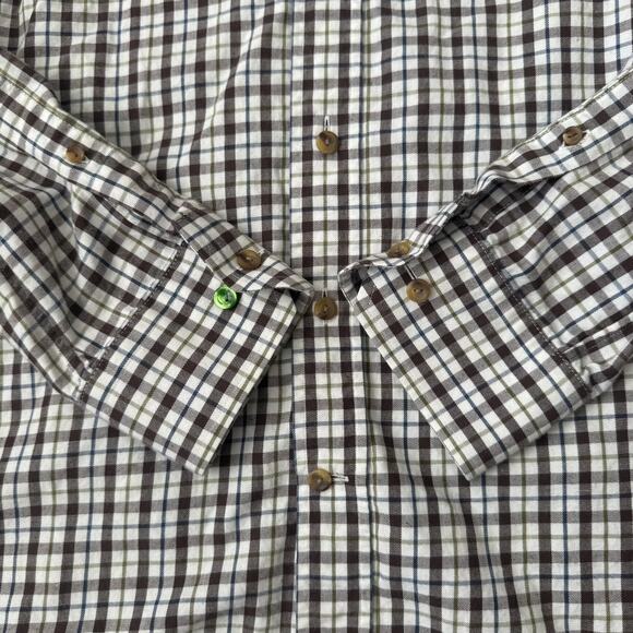 Eton Shirt Mens 16.5 42 Slim Brown Green Check Plaid Button Down Long Sleeve - Picture 4 of 12